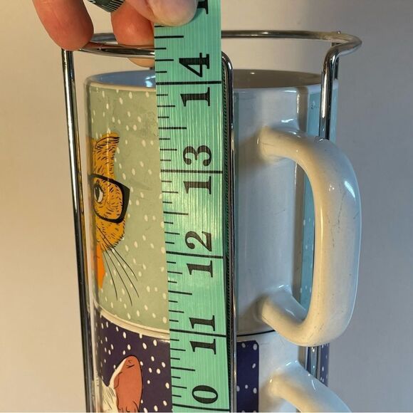Stacking kitty cat Swifty mugs in stainless steel mug holder - Picture 4 of 16